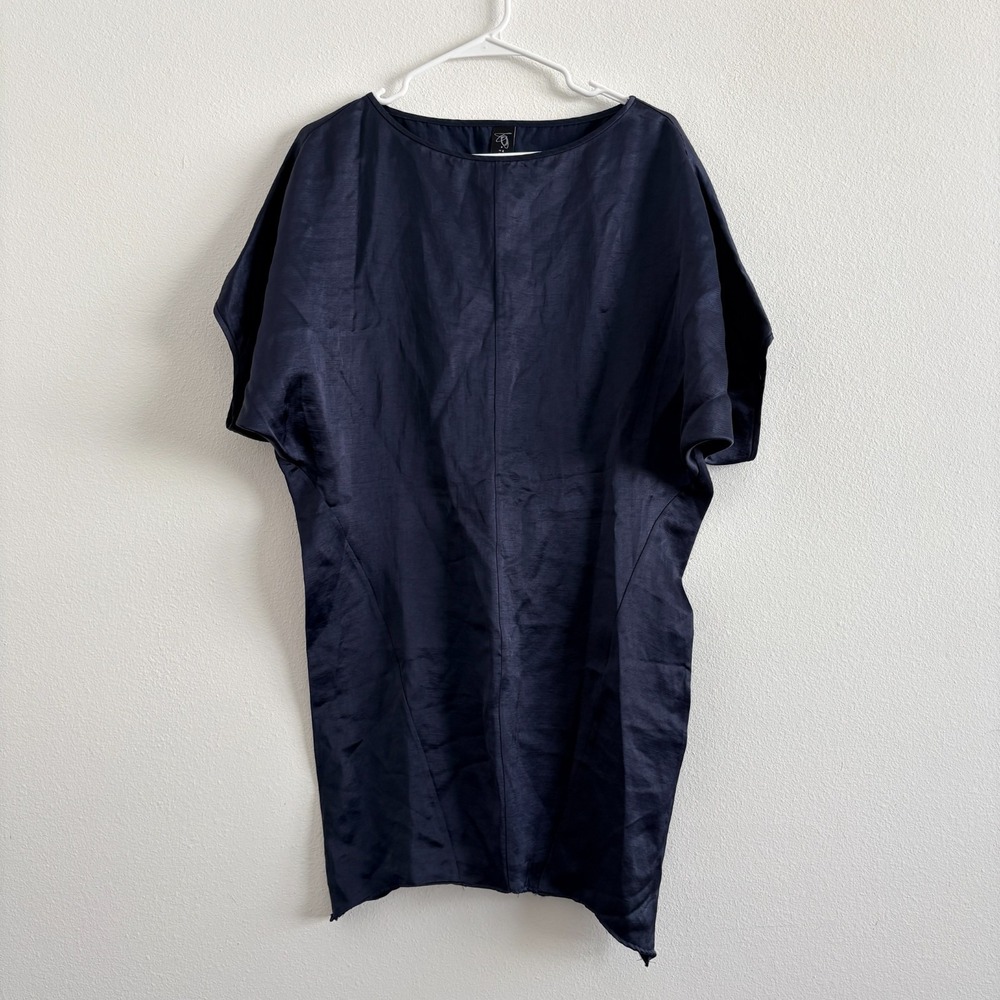 Zero + Maria Cornejo Shift Dress Women 2/M Navy Blue Dolman Boat Neck Structural